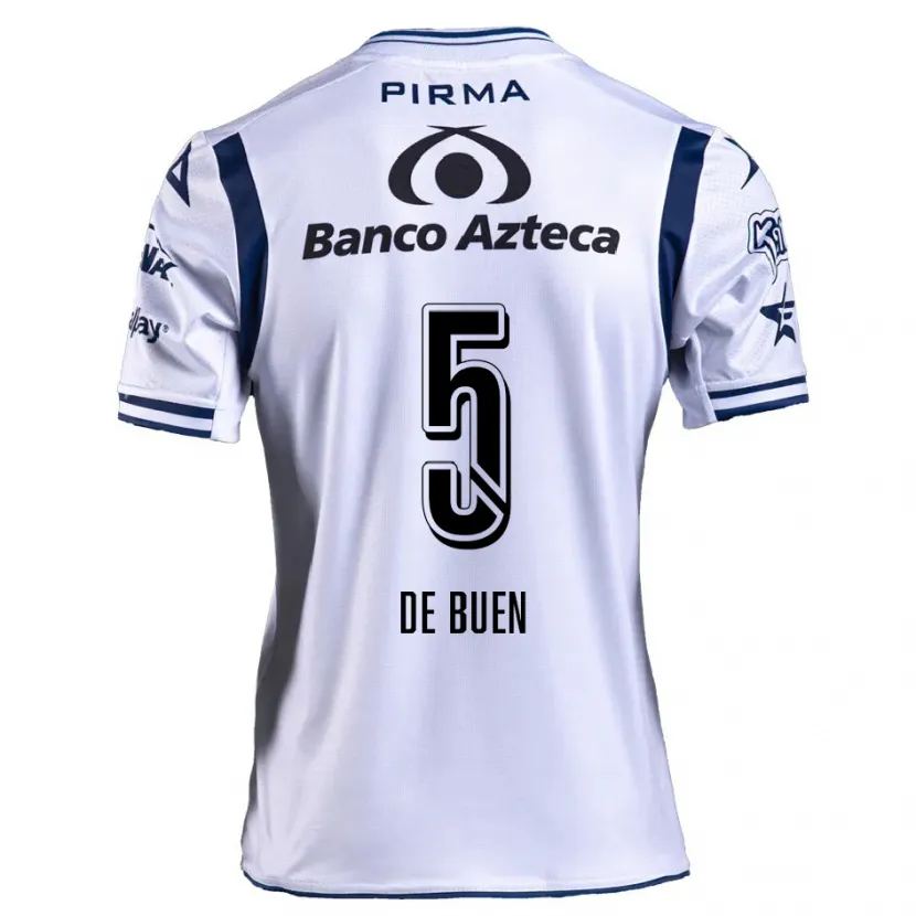 Danxen Mujer Camiseta Diego De Buen #5 Blanco Azul Marino 1ª Equipación 2024/25 La Camisa