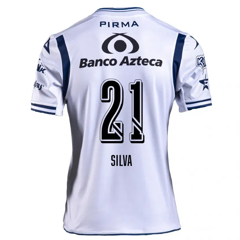 Danxen Mujer Camiseta Gastón Silva #21 Blanco Azul Marino 1ª Equipación 2024/25 La Camisa