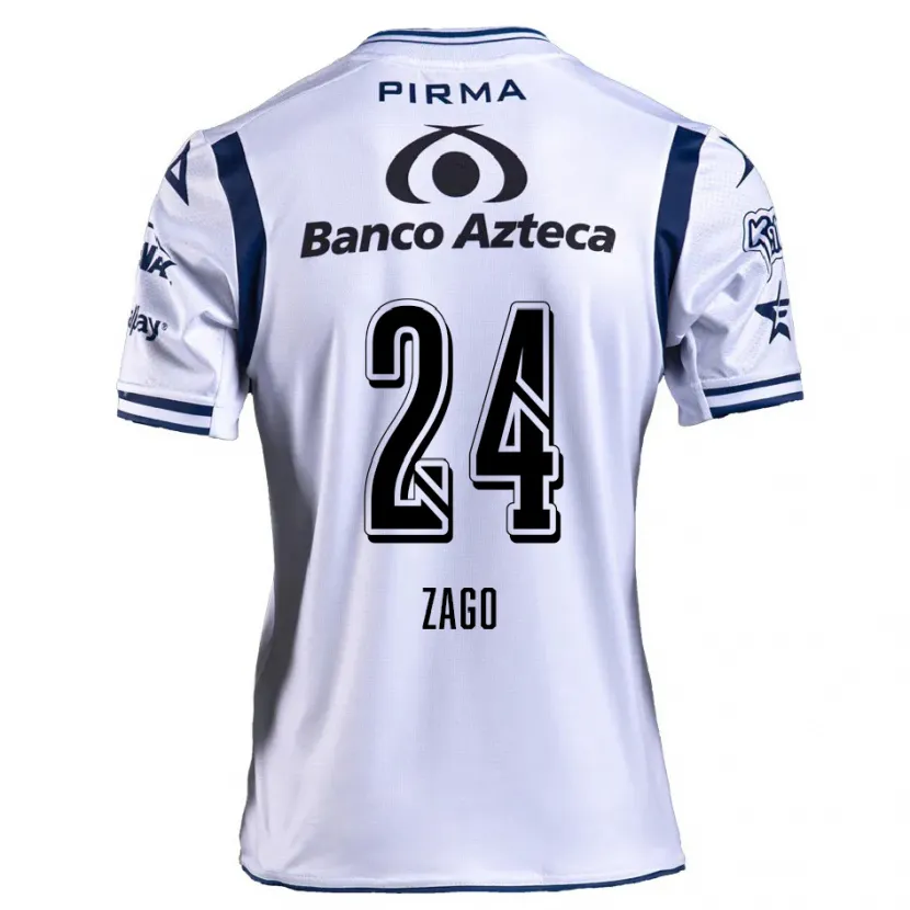 Danxen Mujer Camiseta Diego Zago #24 Blanco Azul Marino 1ª Equipación 2024/25 La Camisa