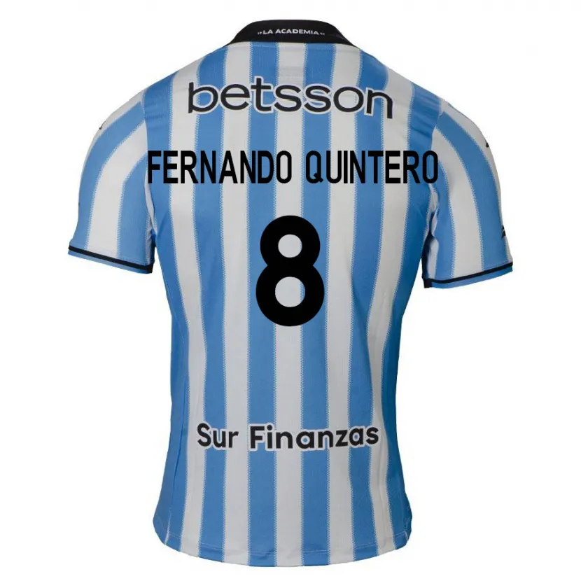 Danxen Mujer Camiseta Juan Fernando Quintero #8 Azul Blanco Negro 1ª Equipación 2024/25 La Camisa