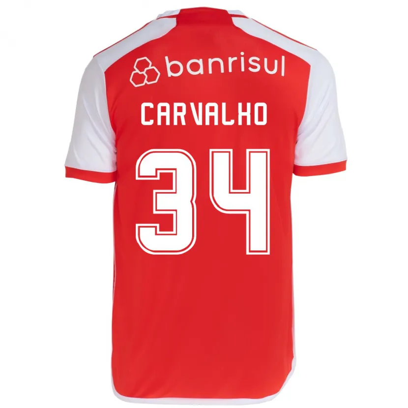 Danxen Mujer Camiseta Gabriel Carvalho #34 Rojo Blanco 1ª Equipación 2024/25 La Camisa