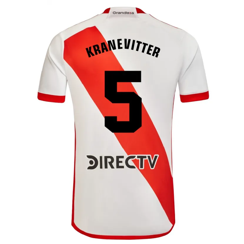 Danxen Mujer Camiseta Matías Kranevitter #5 Blanco Rojo 1ª Equipación 2024/25 La Camisa