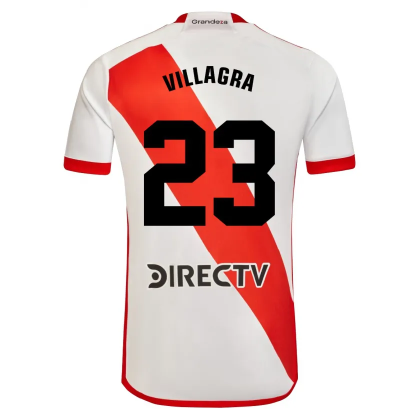 Danxen Mujer Camiseta Rodrigo Villagra #23 Blanco Rojo 1ª Equipación 2024/25 La Camisa