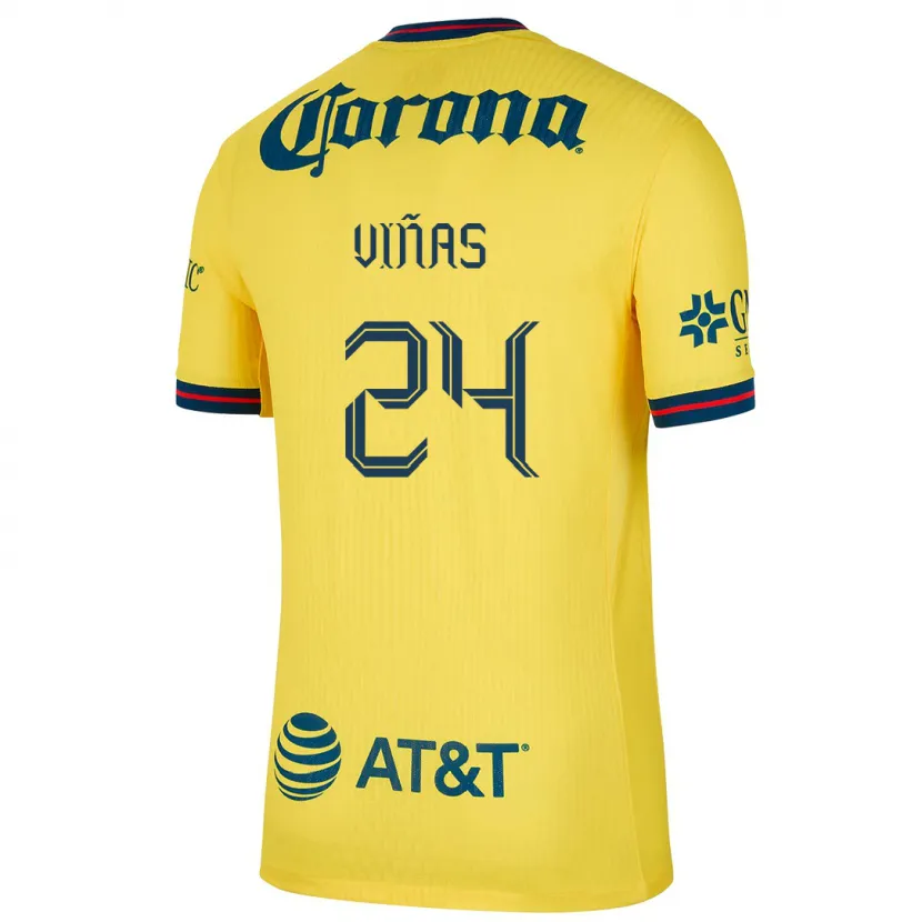 Danxen Mujer Camiseta Federico Viñas #24 Amarillo Azul 1ª Equipación 2024/25 La Camisa