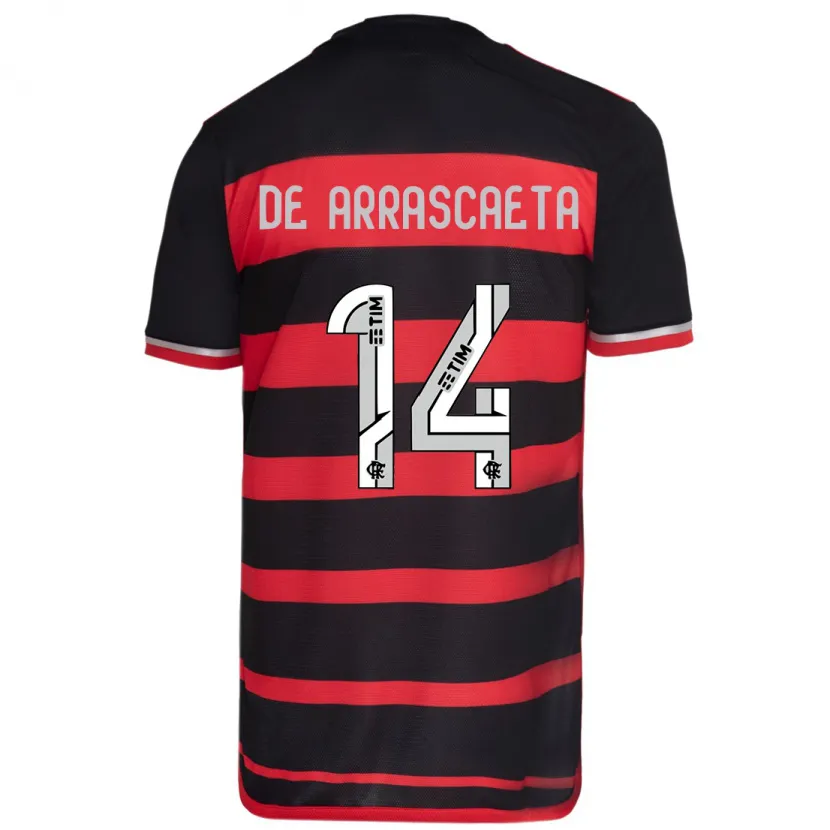 Danxen Mujer Camiseta Giorgian De Arrascaeta #14 Negro Rojo 1ª Equipación 2024/25 La Camisa