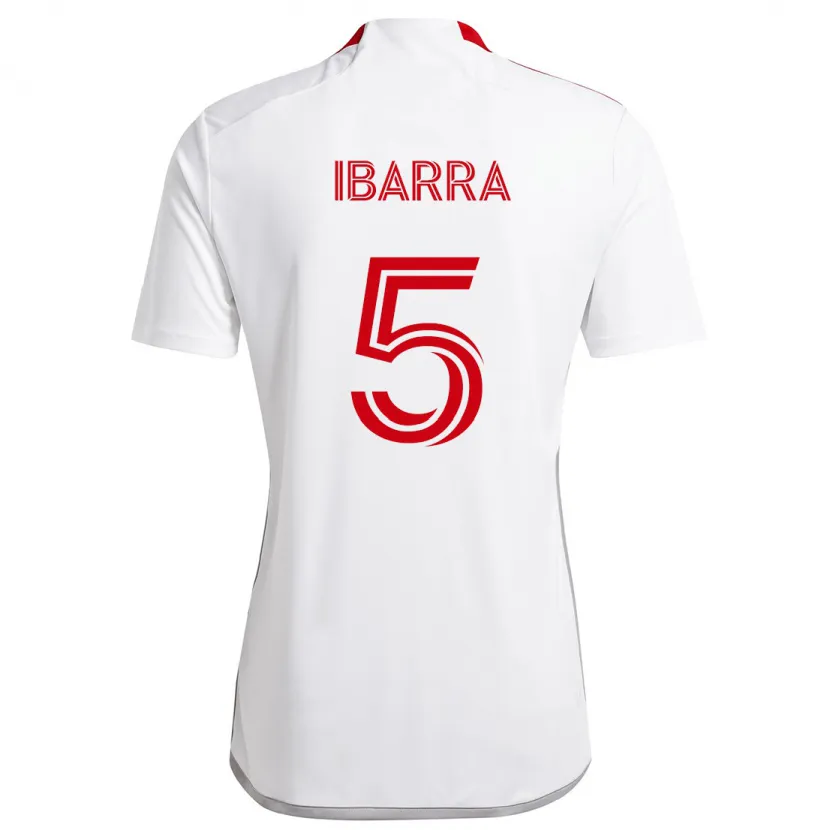 Danxen Mujer Camiseta Franco Ibarra #5 Blanco Rojo 2ª Equipación 2024/25 La Camisa