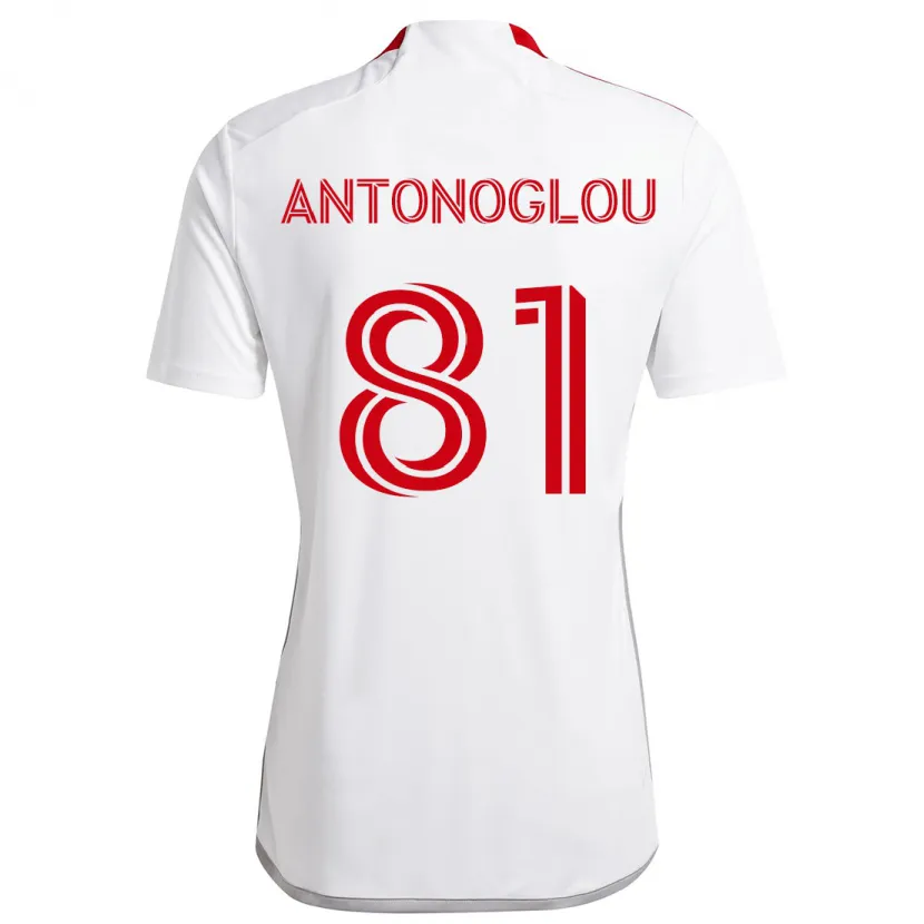 Danxen Mujer Camiseta Themi Antonoglou #81 Blanco Rojo 2ª Equipación 2024/25 La Camisa