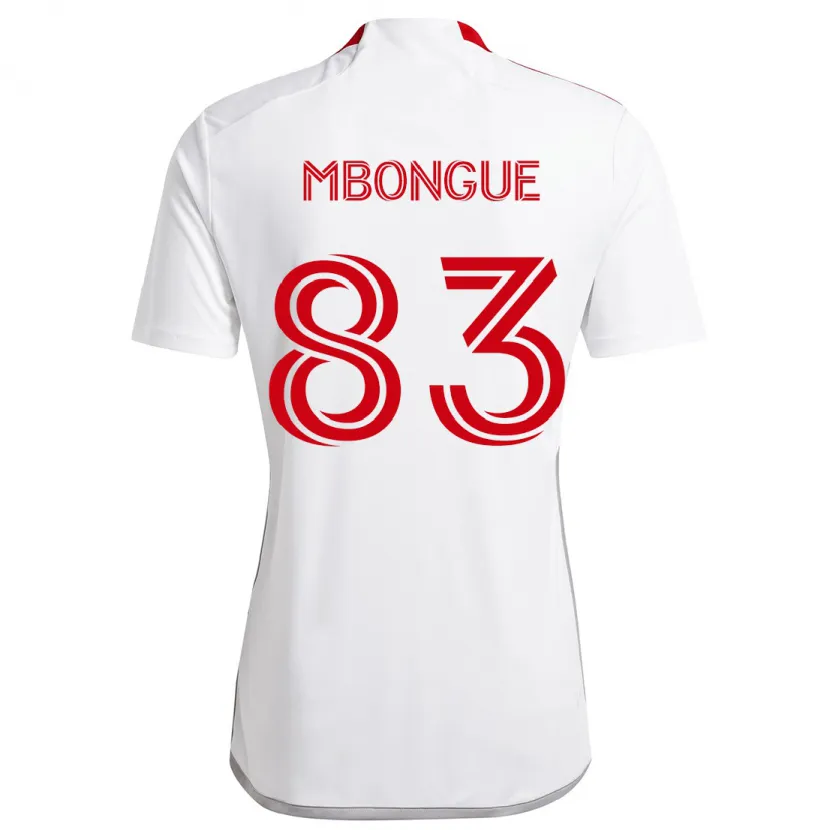 Danxen Mujer Camiseta Hugo Mbongue #83 Blanco Rojo 2ª Equipación 2024/25 La Camisa