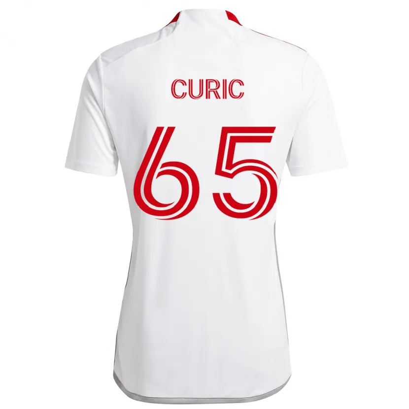 Danxen Mujer Camiseta Antony Curic #65 Blanco Rojo 2ª Equipación 2024/25 La Camisa