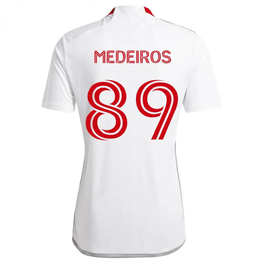 Danxen Mujer Camiseta Matthew Medeiros #89 Blanco Rojo 2ª Equipación 2024/25 La Camisa