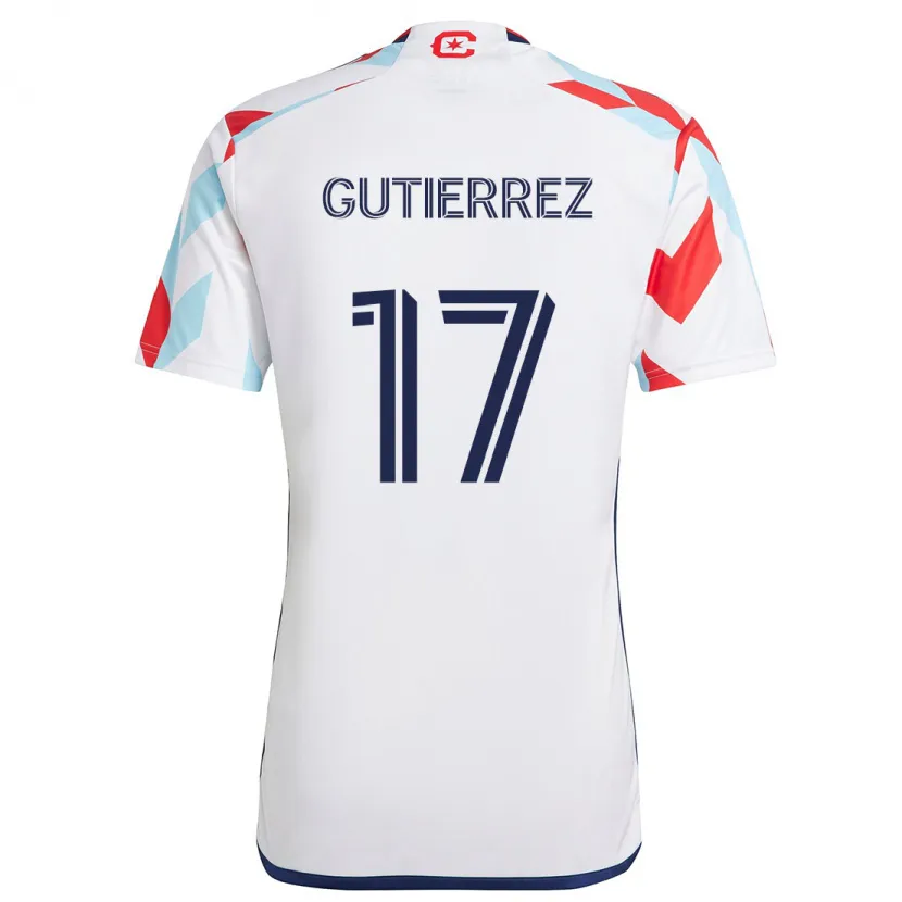 Danxen Mujer Camiseta Brian Gutiérrez #17 Blanco Rojo Azul 2ª Equipación 2024/25 La Camisa