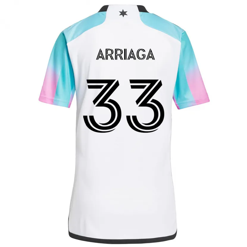 Danxen Mujer Camiseta Kervin Arriaga #33 Blanco Azul Negro 2ª Equipación 2024/25 La Camisa