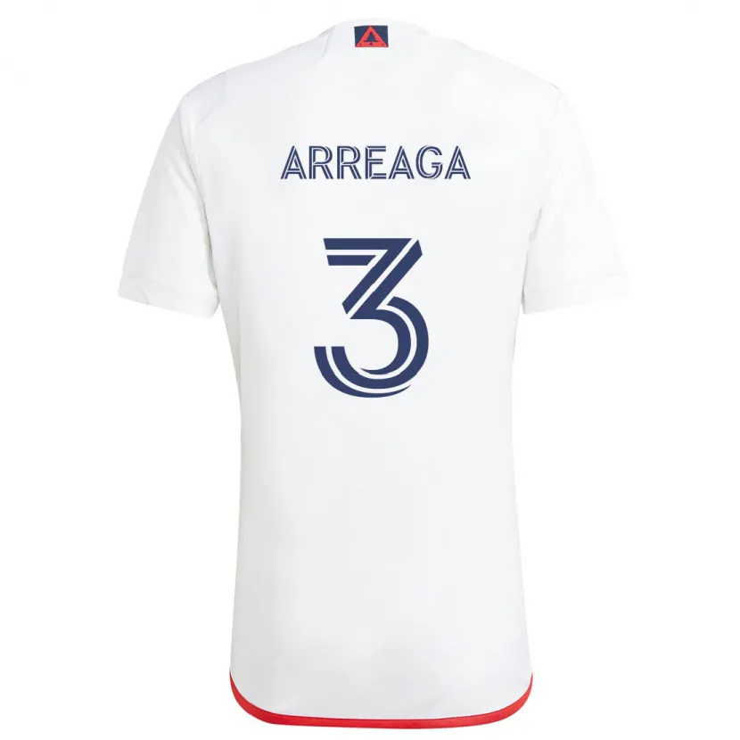 Danxen Mujer Camiseta Xavier Arreaga #3 Blanco Rojo 2ª Equipación 2024/25 La Camisa