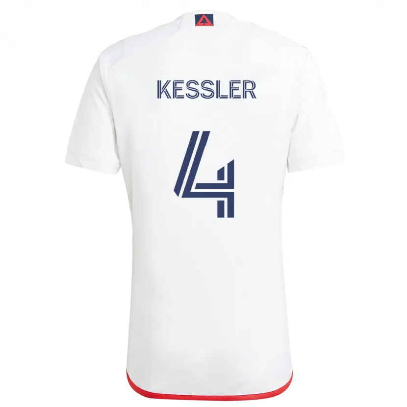 Danxen Mujer Camiseta Henry Kessler #4 Blanco Rojo 2ª Equipación 2024/25 La Camisa