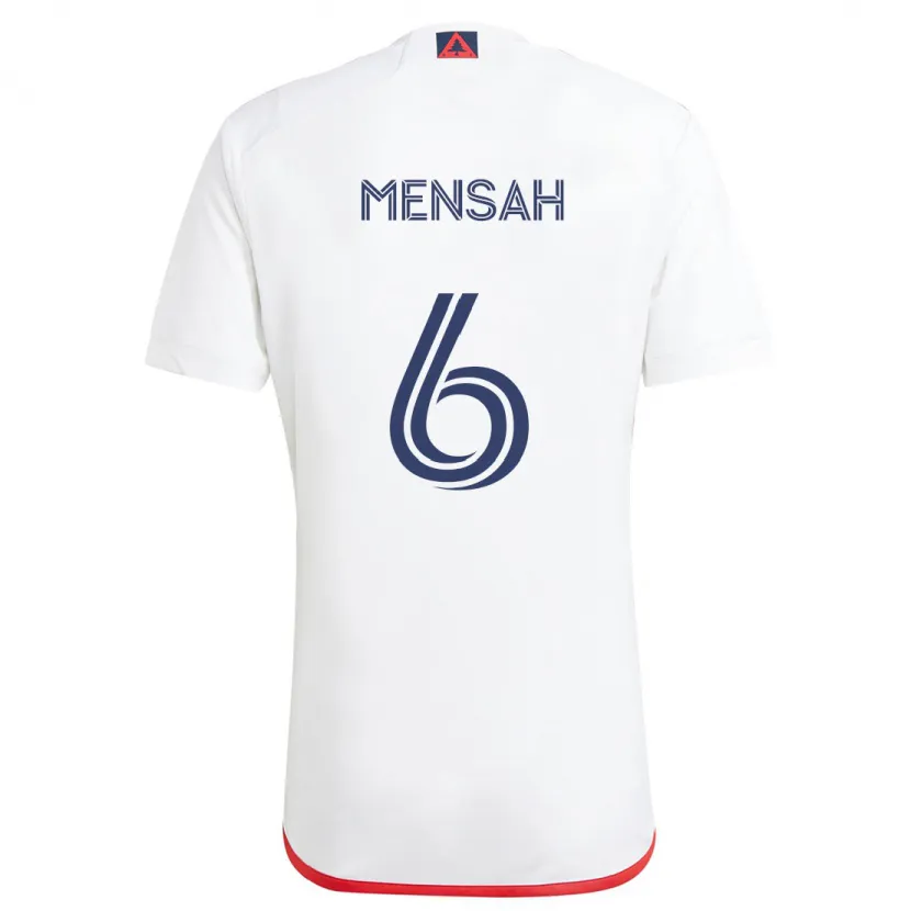 Danxen Mujer Camiseta Jonathan Mensah #6 Blanco Rojo 2ª Equipación 2024/25 La Camisa