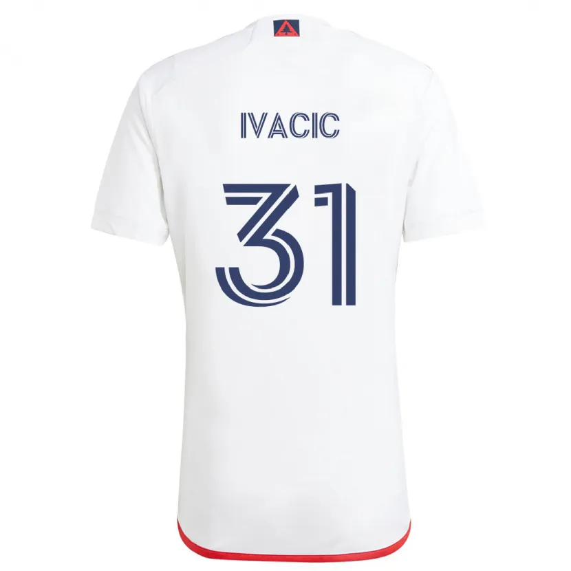 Danxen Mujer Camiseta Aljaz Ivacic #31 Blanco Rojo 2ª Equipación 2024/25 La Camisa