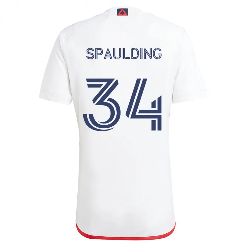 Danxen Mujer Camiseta Ryan Spaulding #34 Blanco Rojo 2ª Equipación 2024/25 La Camisa