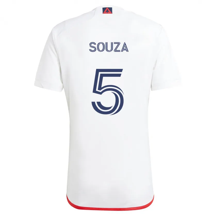 Danxen Mujer Camiseta Victor Souza #5 Blanco Rojo 2ª Equipación 2024/25 La Camisa