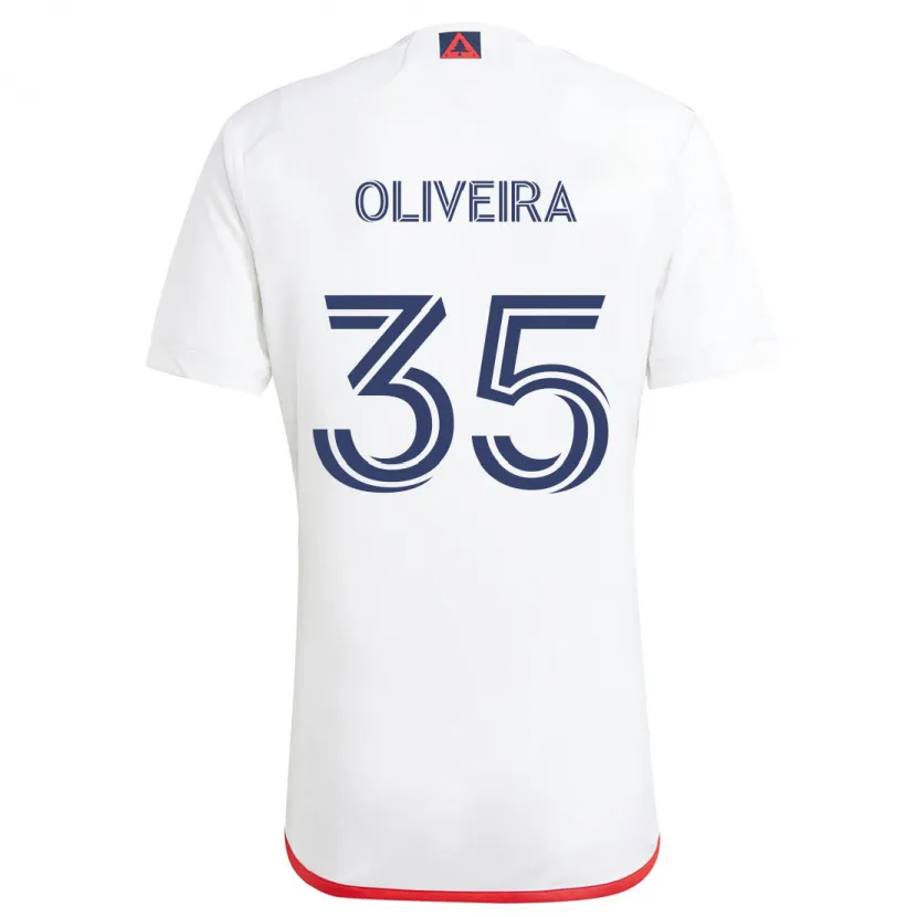 Danxen Mujer Camiseta Cristiano Oliveira #35 Blanco Rojo 2ª Equipación 2024/25 La Camisa