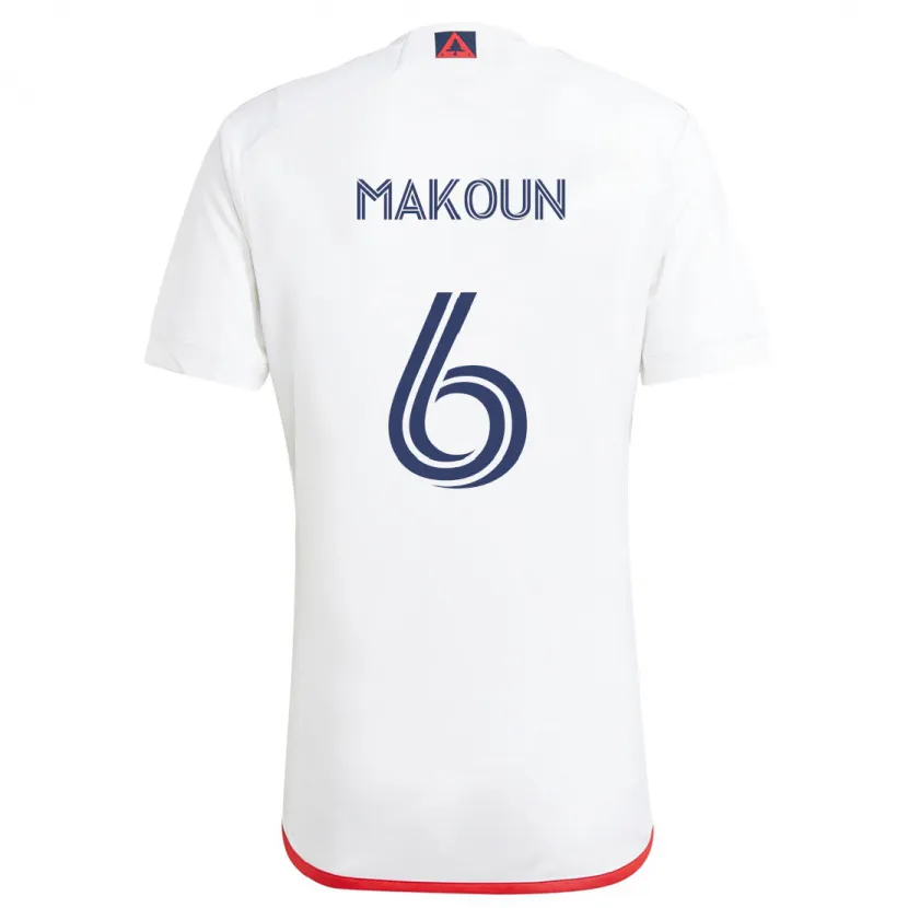 Danxen Mujer Camiseta Christian Makoun #6 Blanco Rojo 2ª Equipación 2024/25 La Camisa