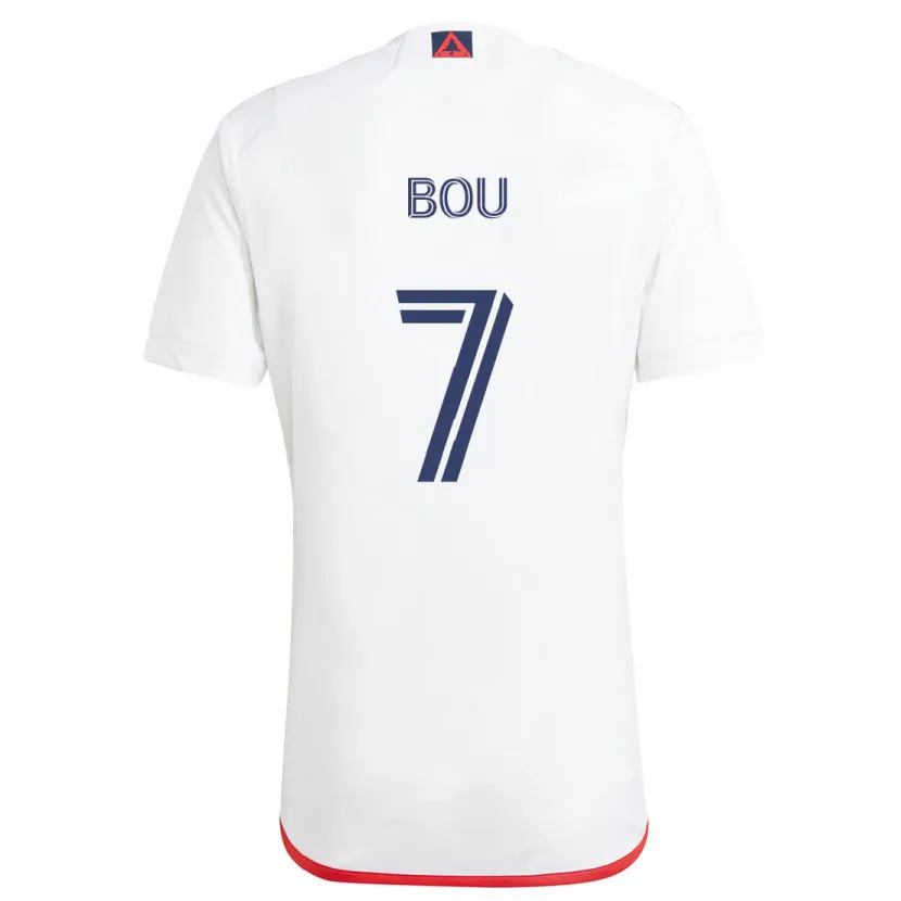 Danxen Mujer Camiseta Gustavo Bou #7 Blanco Rojo 2ª Equipación 2024/25 La Camisa