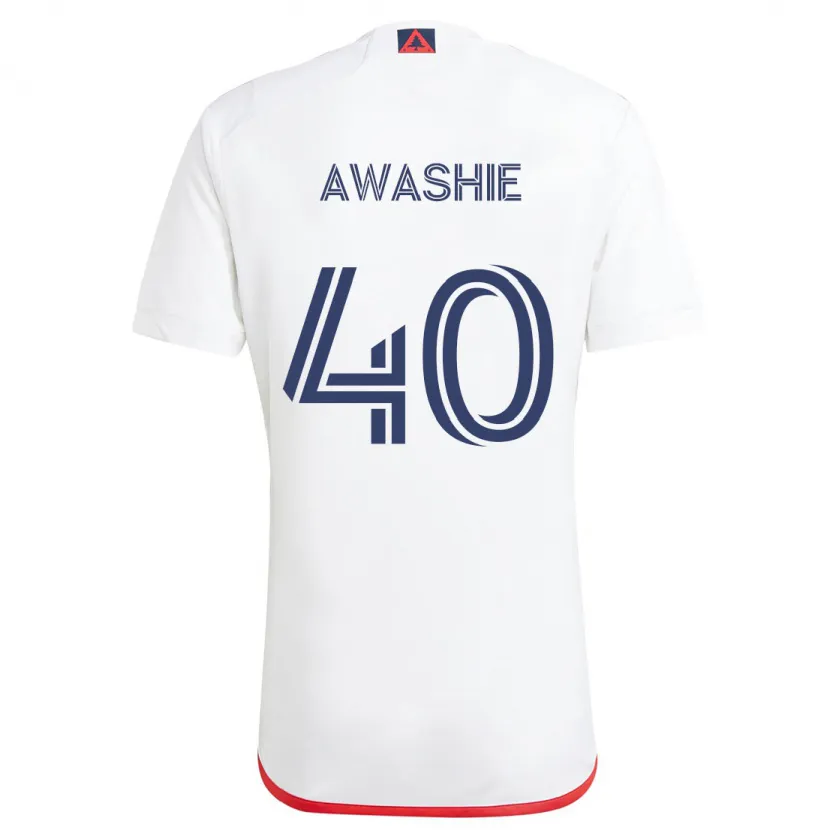 Danxen Mujer Camiseta Ben Awashie #40 Blanco Rojo 2ª Equipación 2024/25 La Camisa