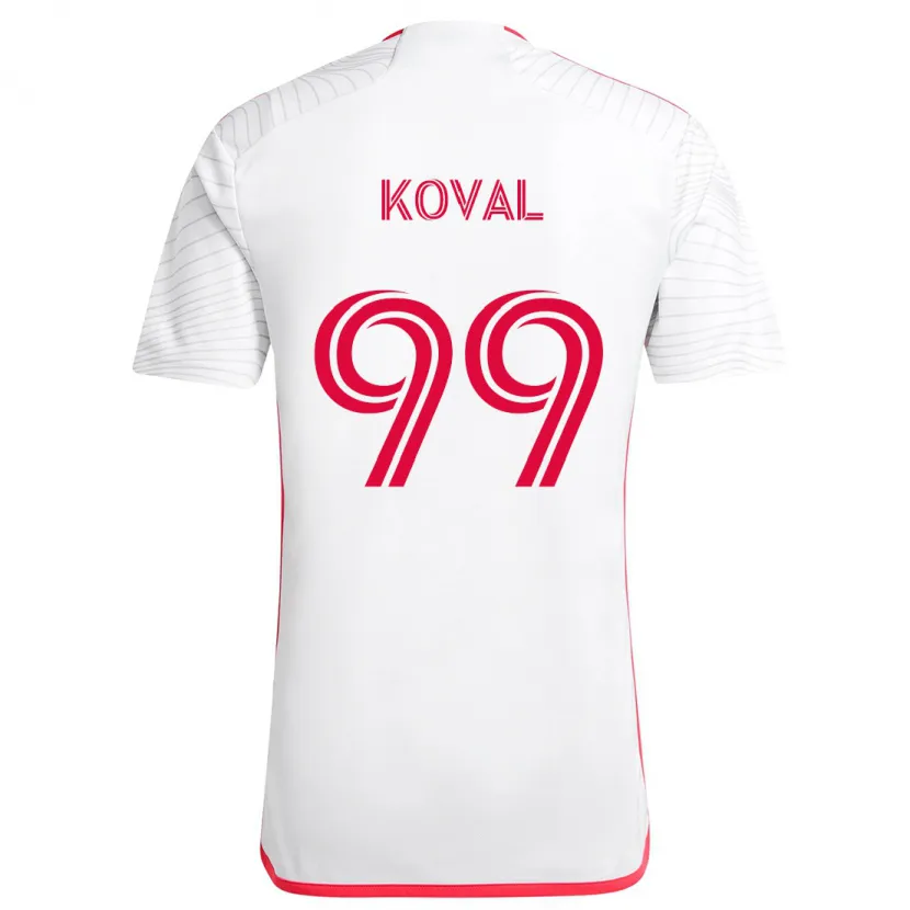 Danxen Mujer Camiseta Stanislav Koval #99 Blanco Rojo 2ª Equipación 2024/25 La Camisa