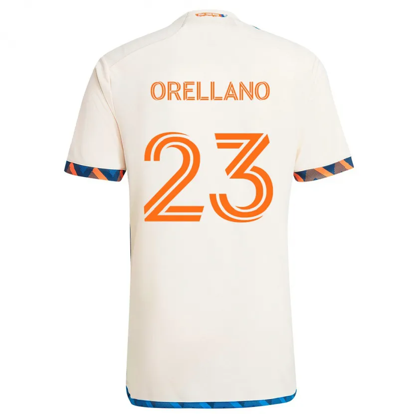 Danxen Mujer Camiseta Luca Orellano #23 Blanco Naranja 2ª Equipación 2024/25 La Camisa