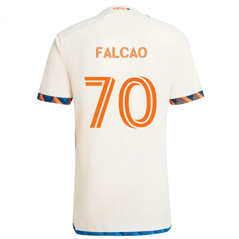 Danxen Mujer Camiseta Kiano Falcao #70 Blanco Naranja 2ª Equipación 2024/25 La Camisa