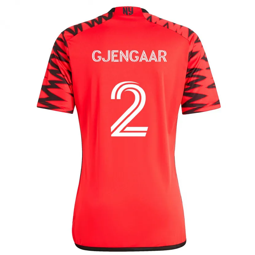 Danxen Mujer Camiseta Dennis Gjengaar #2 Rojo Negro Blanco 2ª Equipación 2024/25 La Camisa