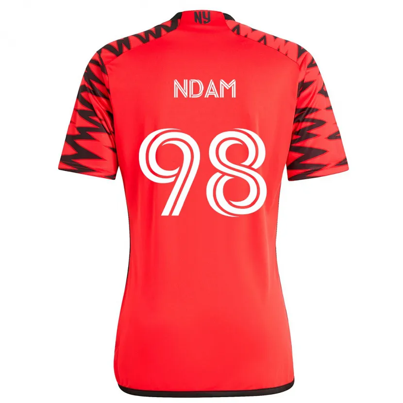 Danxen Mujer Camiseta Hassan Ndam #98 Rojo Negro Blanco 2ª Equipación 2024/25 La Camisa