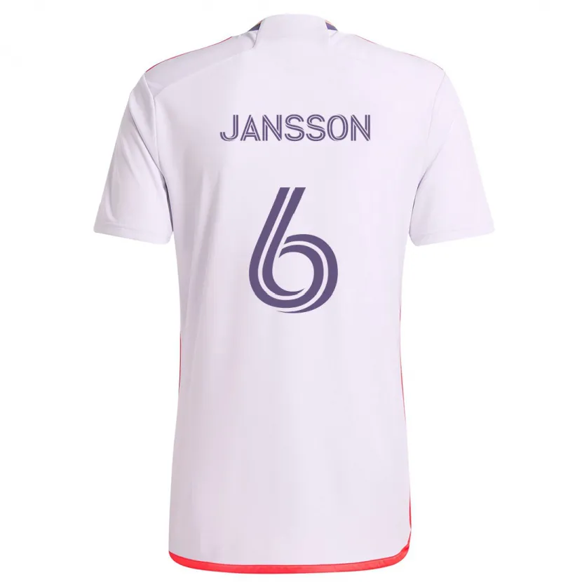 Danxen Mujer Camiseta Robin Jansson #6 Blanco Rojo Púrpura 2ª Equipación 2024/25 La Camisa