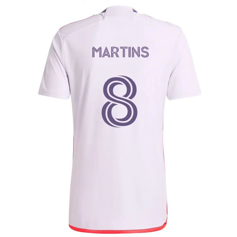 Danxen Mujer Camiseta Felipe Martins #8 Blanco Rojo Púrpura 2ª Equipación 2024/25 La Camisa