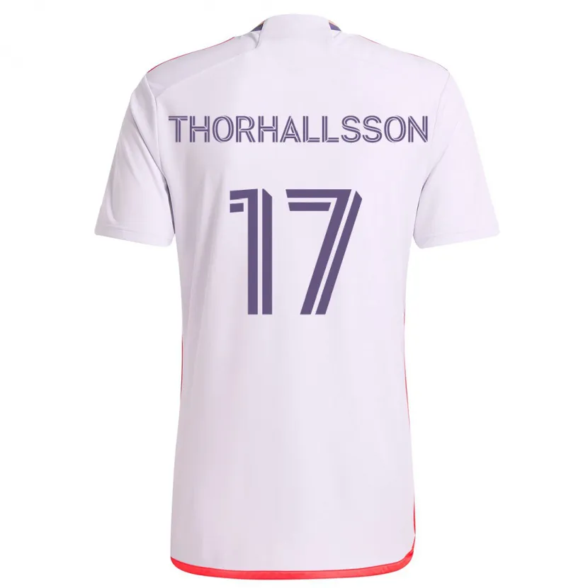 Danxen Mujer Camiseta Dagur Dan Thórhallsson #17 Blanco Rojo Púrpura 2ª Equipación 2024/25 La Camisa