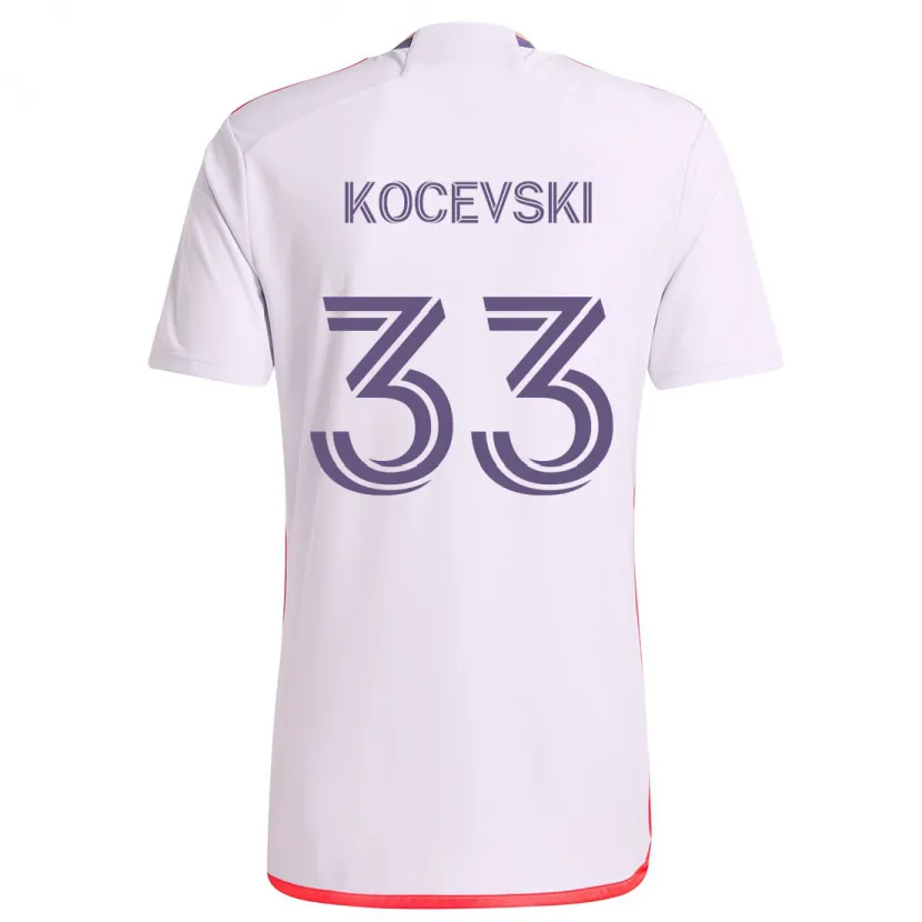 Danxen Mujer Camiseta Jeorgio Kocevski #33 Blanco Rojo Púrpura 2ª Equipación 2024/25 La Camisa