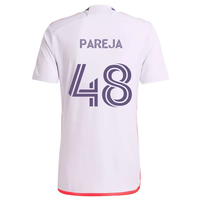 Danxen Mujer Camiseta Diego Pareja #48 Blanco Rojo Púrpura 2ª Equipación 2024/25 La Camisa