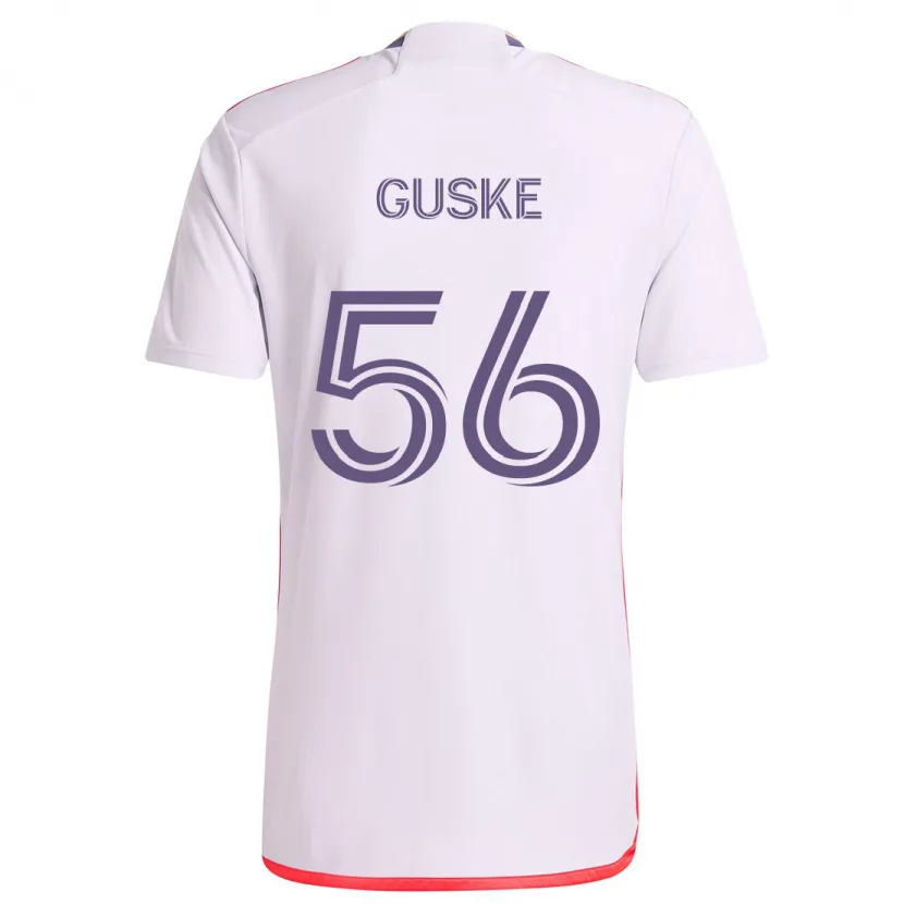 Danxen Mujer Camiseta Colin Guske #56 Blanco Rojo Púrpura 2ª Equipación 2024/25 La Camisa