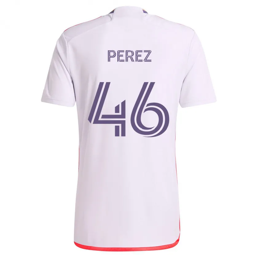 Danxen Mujer Camiseta Franco Pérez #46 Blanco Rojo Púrpura 2ª Equipación 2024/25 La Camisa