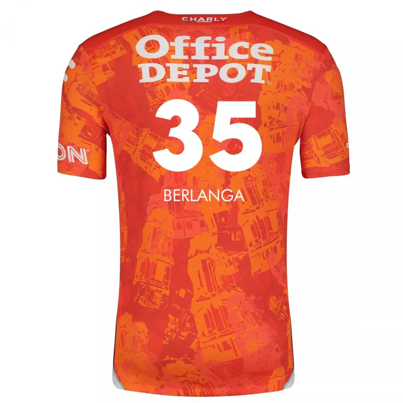 Danxen Mujer Camiseta Jorge Berlanga #35 Naranja Blanco 2ª Equipación 2024/25 La Camisa