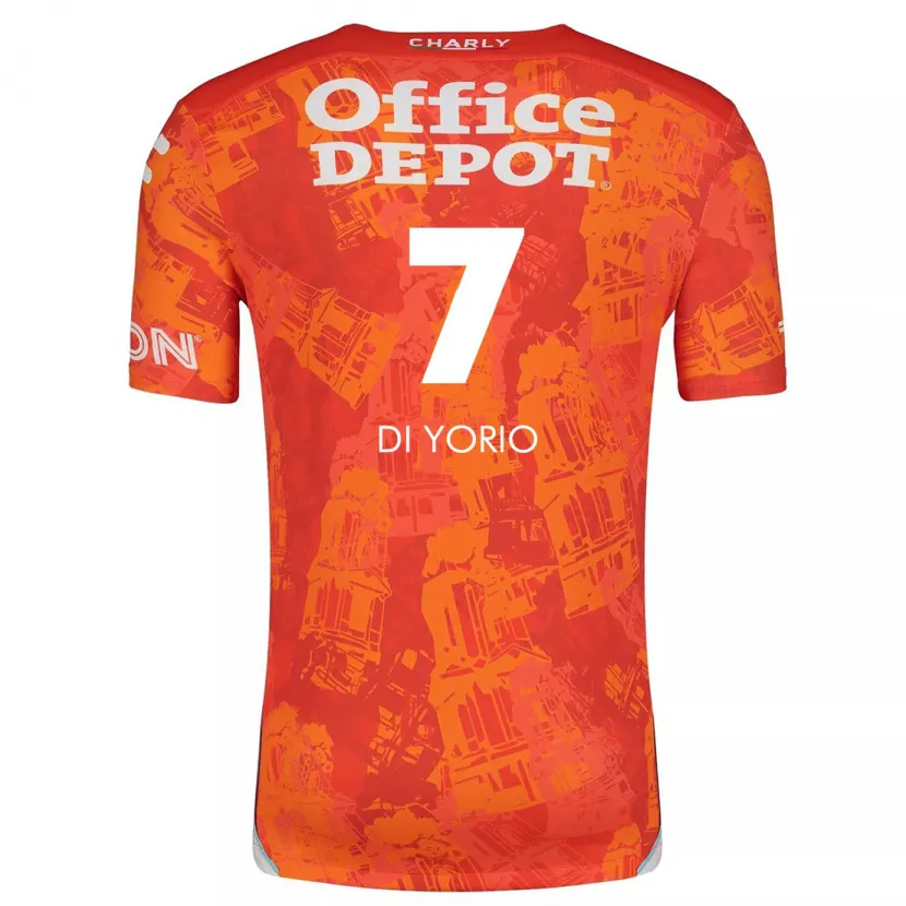 Danxen Mujer Camiseta Lucas Di Yorio #7 Naranja Blanco 2ª Equipación 2024/25 La Camisa