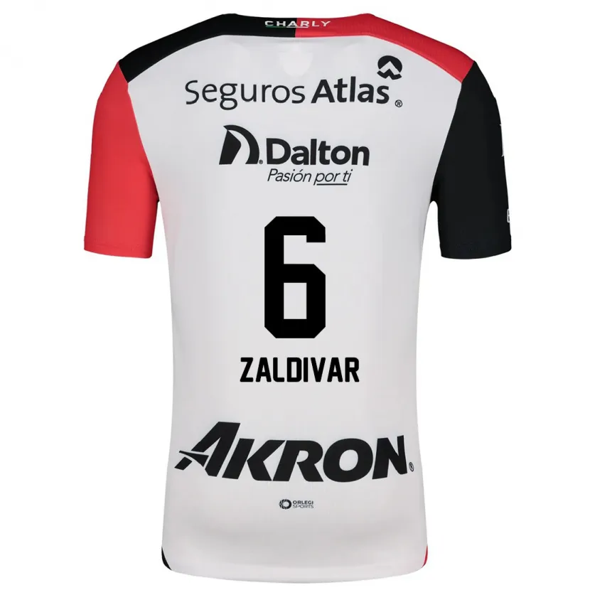 Danxen Mujer Camiseta Édgar Zaldívar #6 Blanco Rojo Negro 2ª Equipación 2024/25 La Camisa