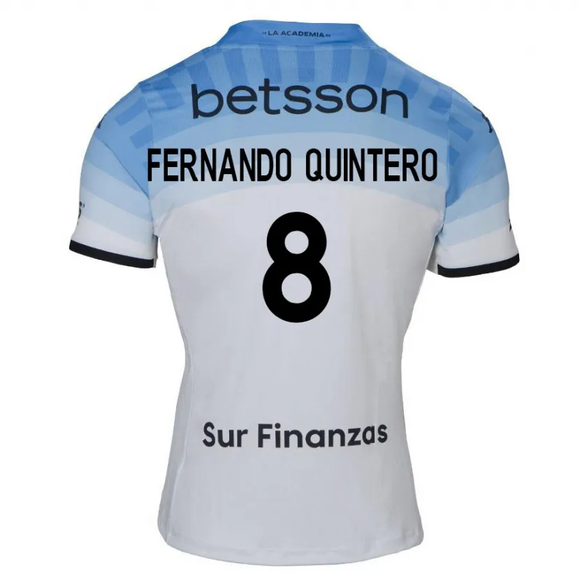 Danxen Mujer Camiseta Juan Fernando Quintero #8 Blanco Azul Negro 2ª Equipación 2024/25 La Camisa