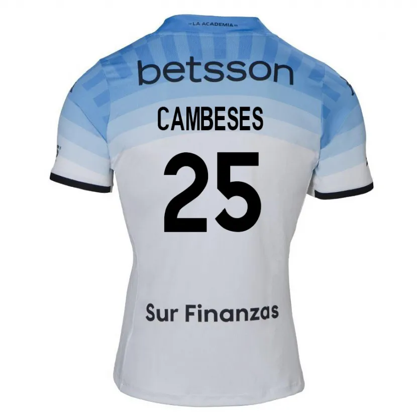 Danxen Mujer Camiseta Facundo Cambeses #25 Blanco Azul Negro 2ª Equipación 2024/25 La Camisa