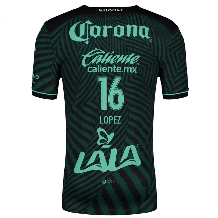 Danxen Mujer Camiseta Aldo López #16 Verde Negro 2ª Equipación 2024/25 La Camisa