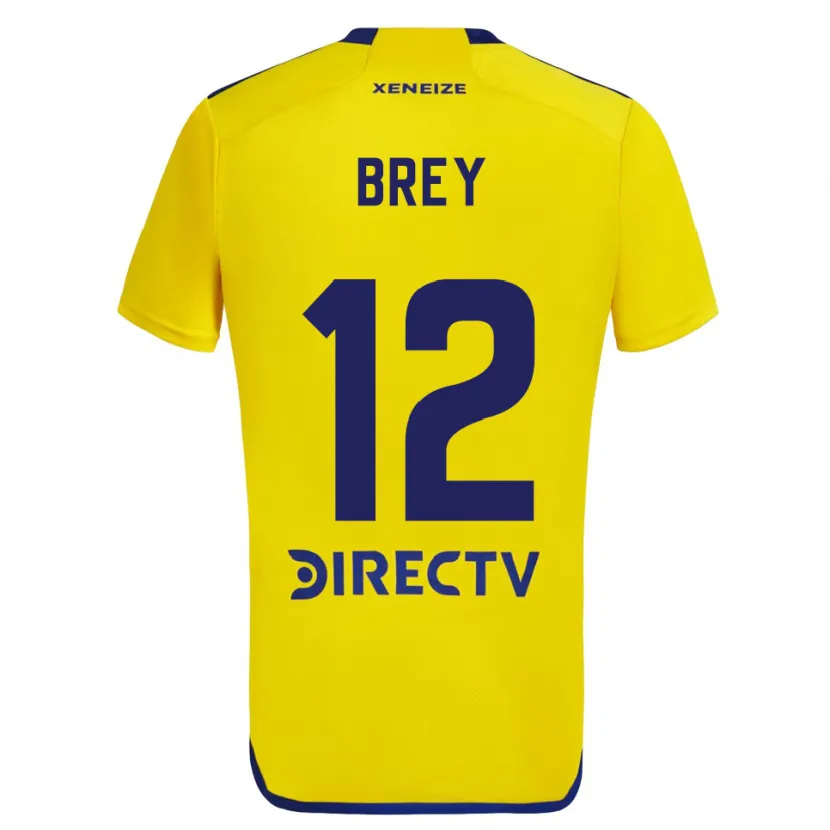 Danxen Mujer Camiseta Leandro Brey #12 Amarillo Azul 2ª Equipación 2024/25 La Camisa