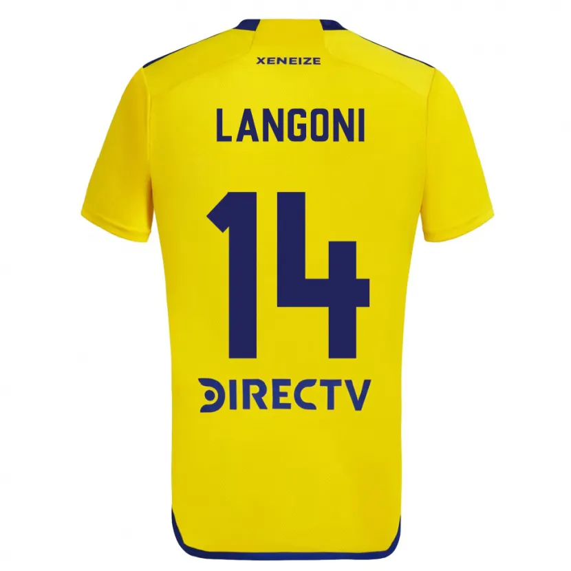 Danxen Mujer Camiseta Luca Langoni #14 Amarillo Azul 2ª Equipación 2024/25 La Camisa