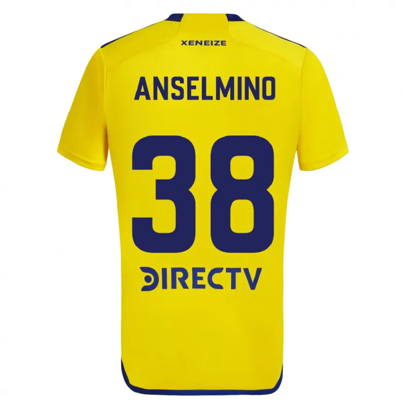 Danxen Mujer Camiseta Aarón Anselmino #38 Amarillo Azul 2ª Equipación 2024/25 La Camisa