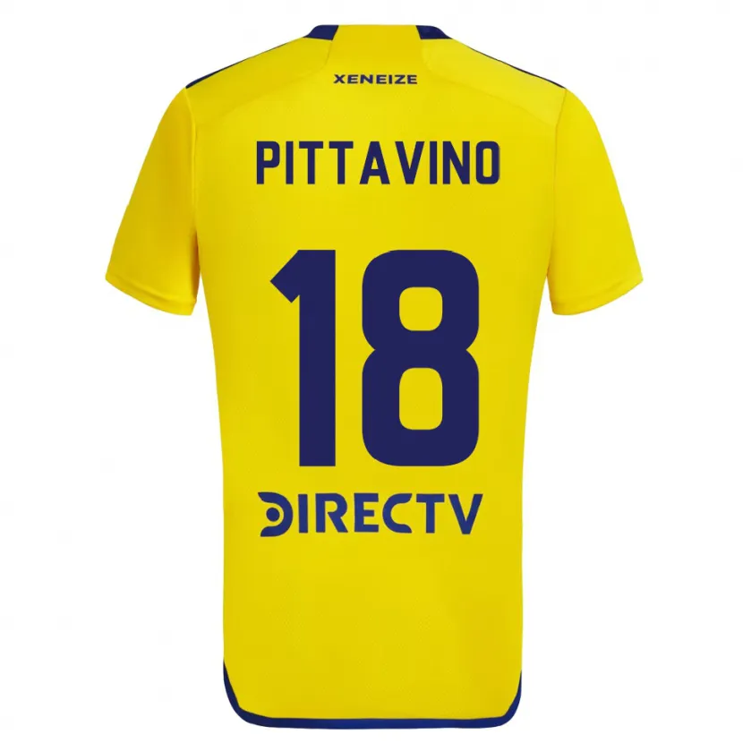 Danxen Mujer Camiseta Rodrigo Pittavino #18 Amarillo Azul 2ª Equipación 2024/25 La Camisa