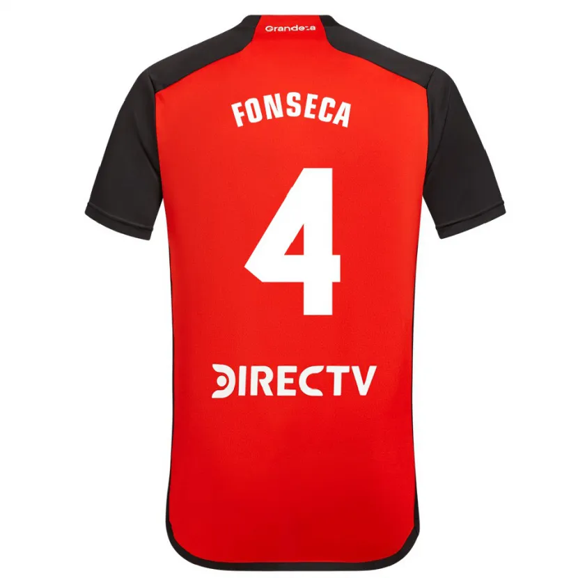 Danxen Mujer Camiseta Nicolás Fonseca #4 Rojo Negro Blanco 2ª Equipación 2024/25 La Camisa