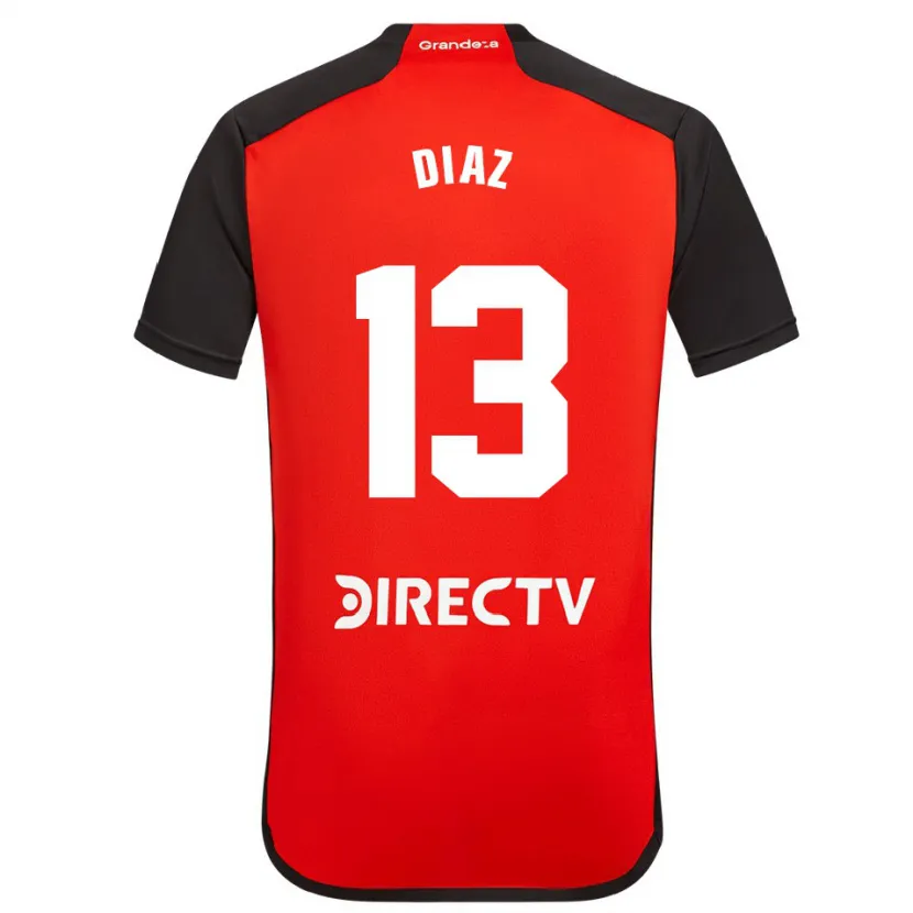 Danxen Mujer Camiseta Enzo Díaz #13 Rojo Negro Blanco 2ª Equipación 2024/25 La Camisa